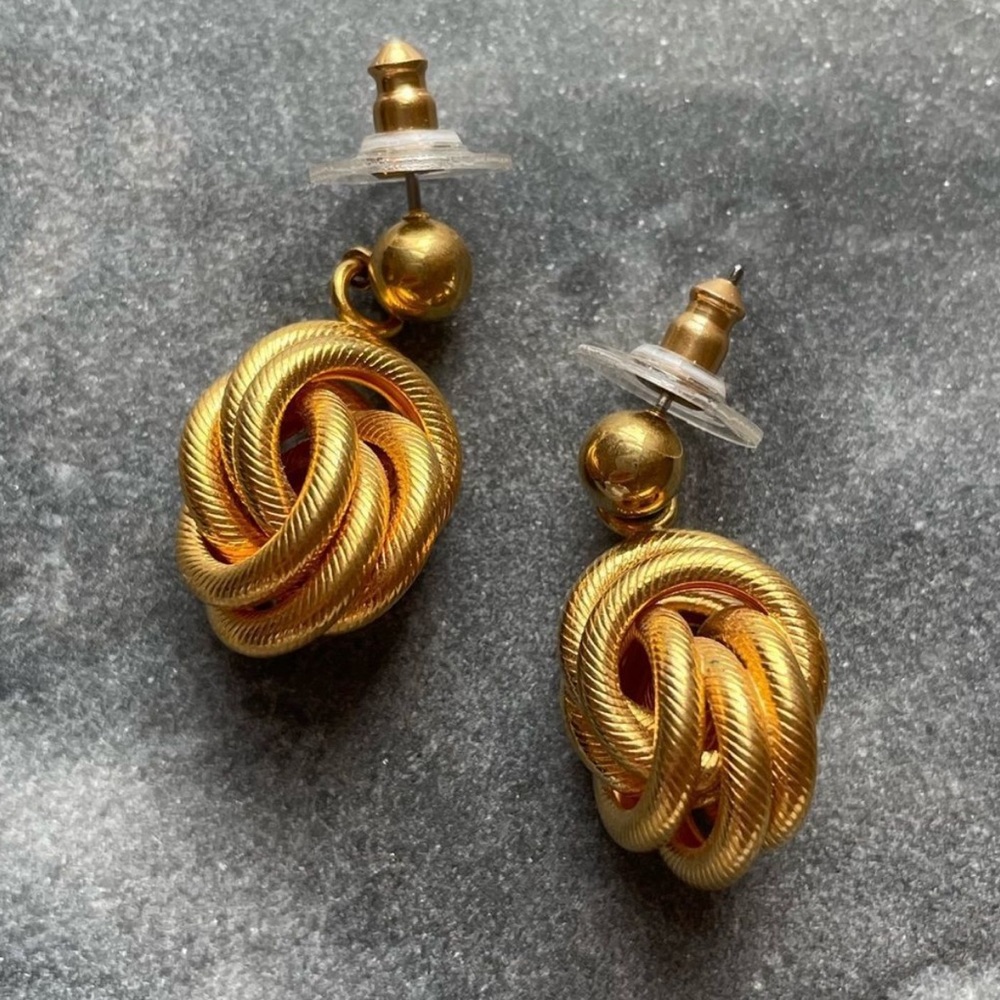 Vintage Napier 1980's knot gold earrings